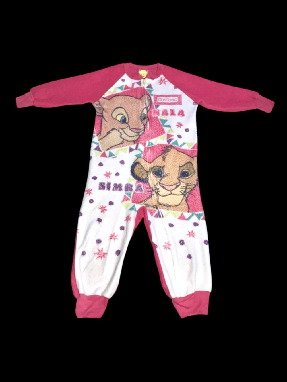 Disney Pajamas Girls Size 5 Lion King Simba Nala Vintage 90’s Fleece Pink White